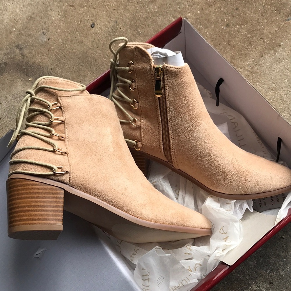 Faux suede lace-up boots